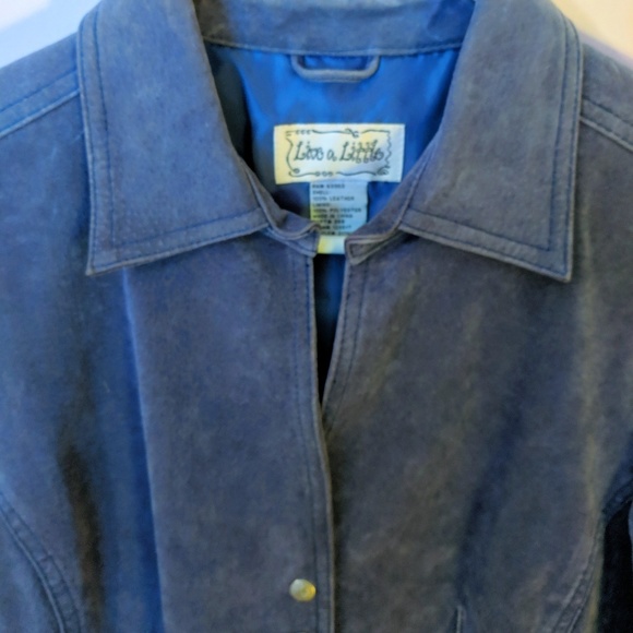 LiveA Little Leather Blue Suede Snap Jacket MEDIUM - Picture 2 of 5